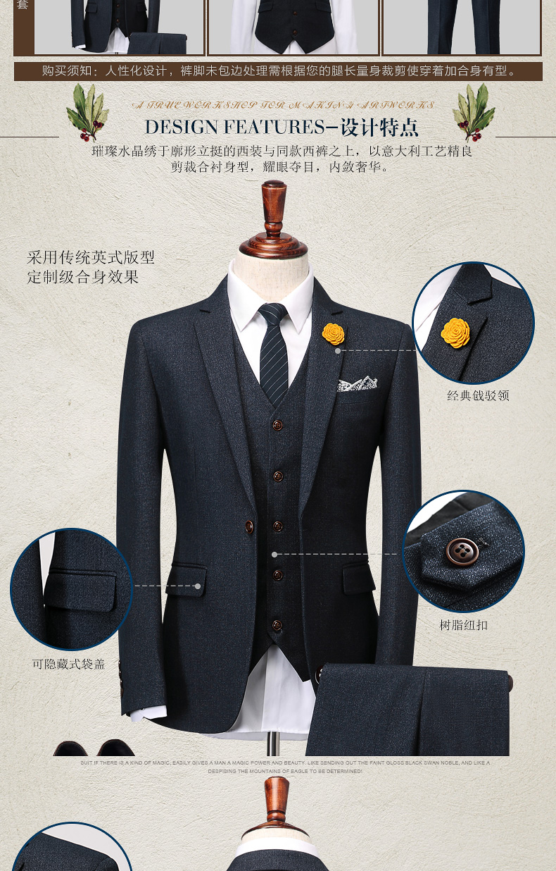 Bộ đồ vest nam phù hợp với chú rể váy cưới mùa đông suit nam