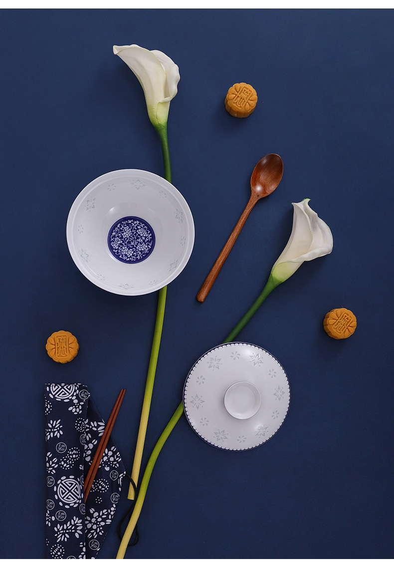 The blue and white and exquisite porcelain mercifully only rainbow such as bowl bowl individual Japanese ceramics tableware rainbow such as bowl bowl chopsticks single household