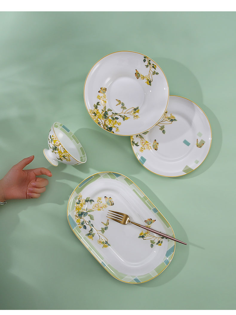 The only high level appearance - glazed in dinner suit household chopsticks dishes small pure and fresh and high - grade ipads China jingdezhen marriage