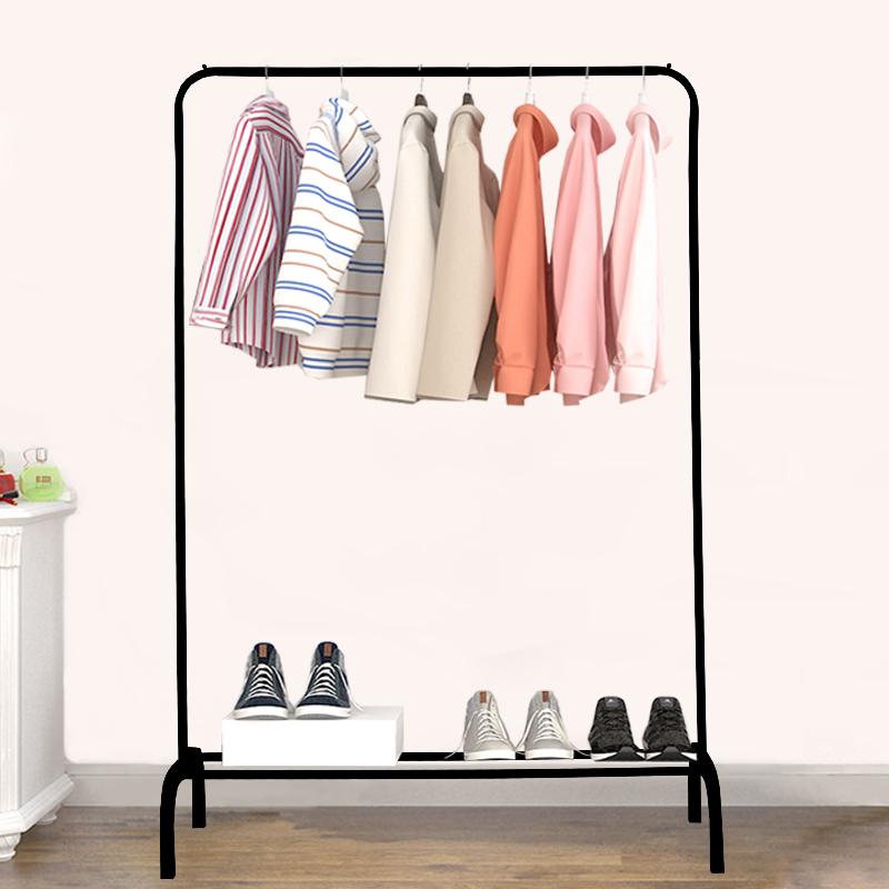 Clothes rack Floor folding indoor single rod drying rack Bedroom hanging rack Household simple cold clothes rack