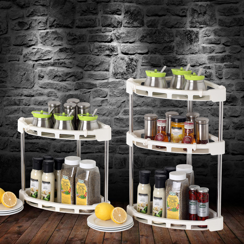 Stainless steel kitchen shelf floor multi-layer corner seasoning seasoning frame triangular shelf storage supplies utensils