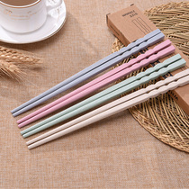  Wheat straw non-slip chopsticks 4 pairs of sets of kitchen household Japanese tableware creative long chopsticks