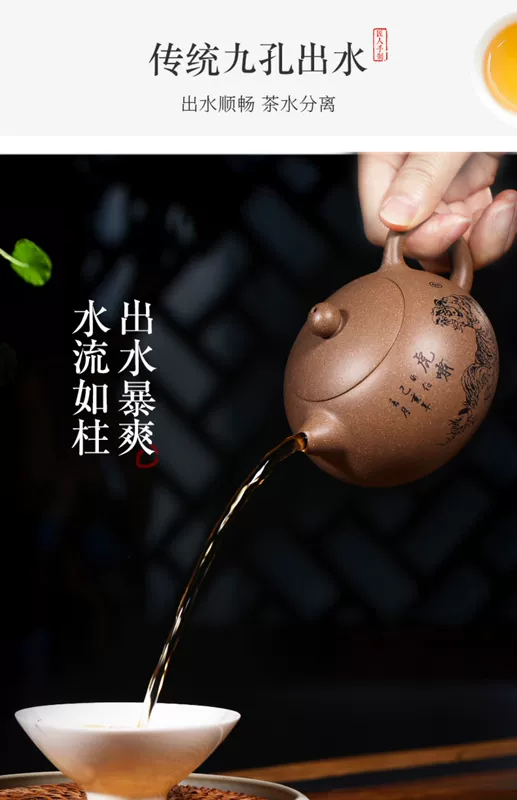 ấm trà sa tử Ấm trà Yixing Zisha đích thực, được làm thủ công nguyên chất bởi các nghệ sĩ nổi tiếng, ấm trà thạch cao xanh gầm hổ Xishi, bộ ấm trà gia dụng ấm thạch biều ấm trà tử sa