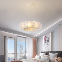 Nordic Ins Teenage Hearts Romantic Decorative Mesh Red White Feather Lighting Living-room Children Room Master Bedroom Chandelia