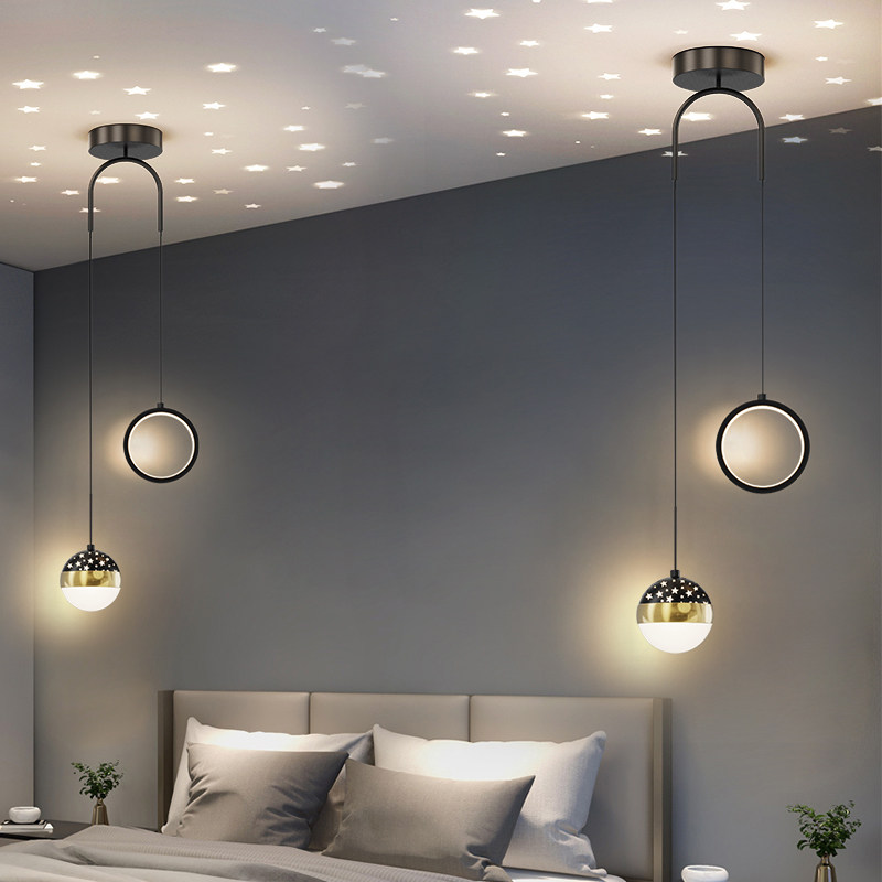 Headboard Pendant Light Double Head Minimalist Modern Creativity 2022 New Internet Red Star Sky Top Bar Table Living-room Bookhouse Lamps