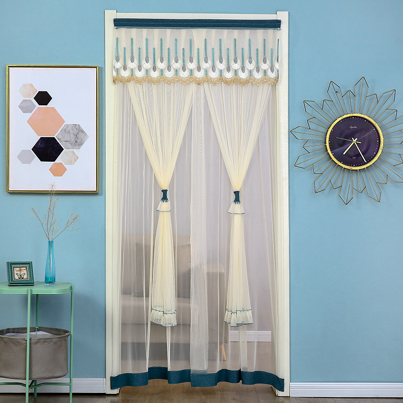 Fabric indoor summer lace anti-mosquito screen door curtain bedroom living room fashion partition window kitchen powder room free punch