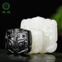 Jade says Xinjiang natural and tian jade gluttonous tattooed beasts head pendant male and female jade necklace pendant jade jade necklace