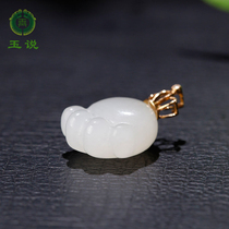 Jade said Hetian Jade gold inlaid jade pendant womens jade pendant Jade wear 18K gold inlaid cat claw pendant Jade jade necklace