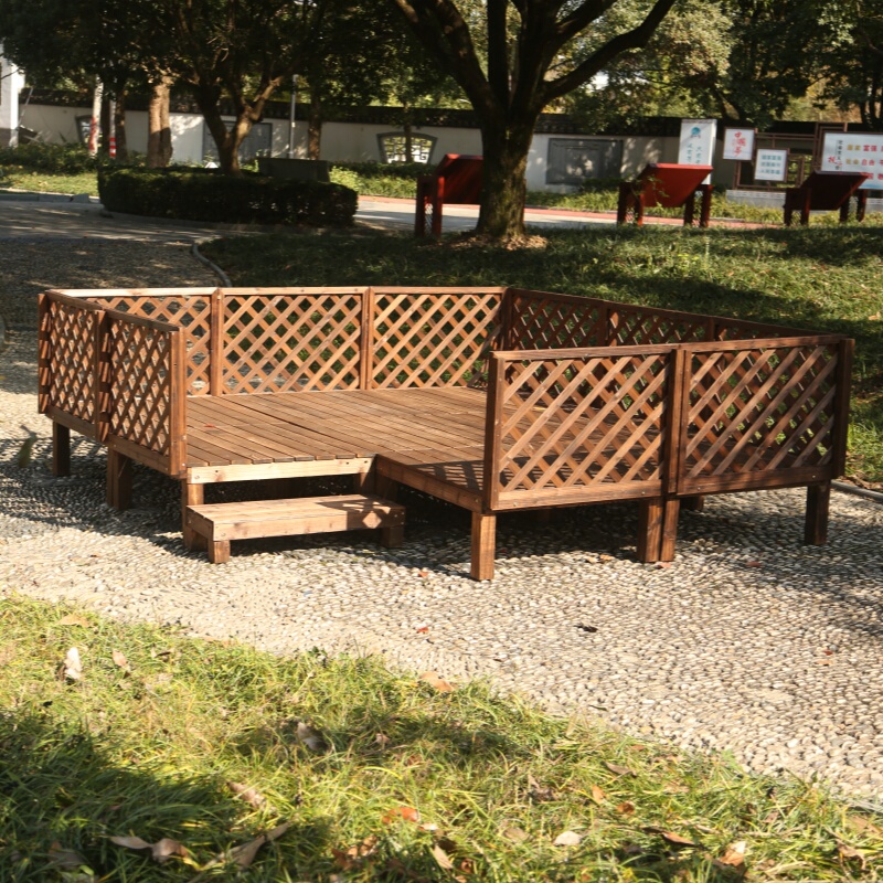 Carbonized Anti-Corrosion Wood Flooring, Solid Wood Movable Wedding Stage, Garden Villa Courtyard Wooden Tatami Landscape Platform