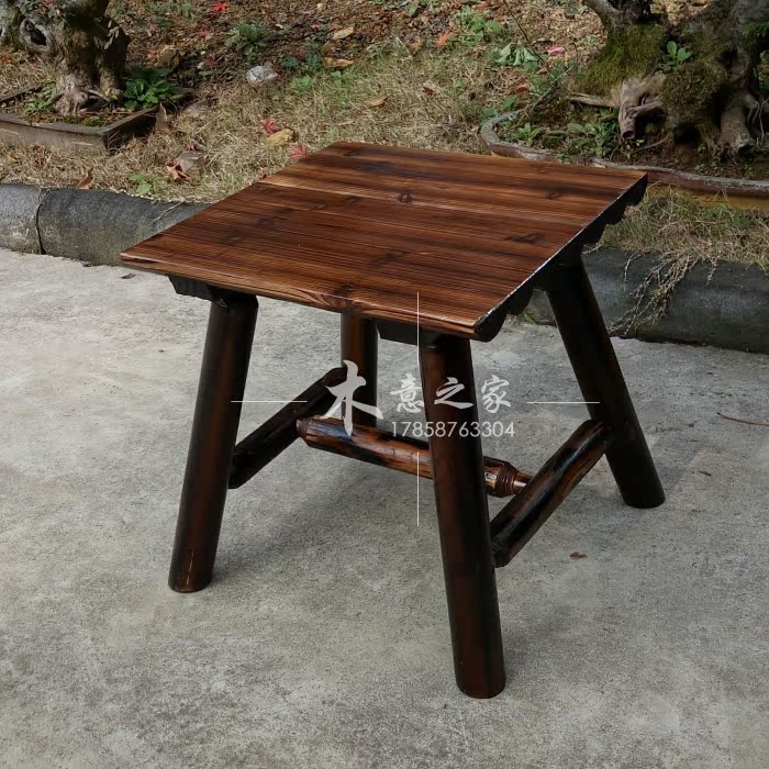Ghế gỗ nguyên chất rắn bập bênh ngoài trời bàn ghế ngoài trời ban công đồ nội thất giải trí carbonized gỗ bảo quản gỗ dễ dàng ghế người già ghế ngồi bàn ngoài trời