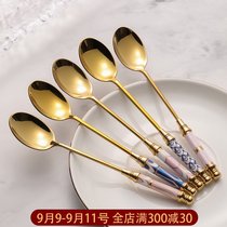 304 stainless steel dessert spoon exquisite household spoon short handle coffee spoon mixing spoon creative personality small spoon