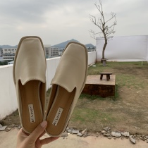 2021 new autumn flat bottom bag head half slippers female leather Net red Muller shoes outside wear lazy shoes womens sandals