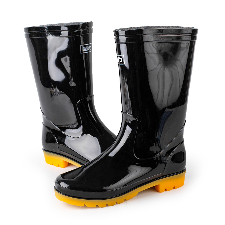 Back Force Rain Shoes 818 Middle Cylinder High Cylinder Waterproof Non-slip Men Rain Boots Worksite Water Shoes Spec Complete Low Gang Rubber Boots