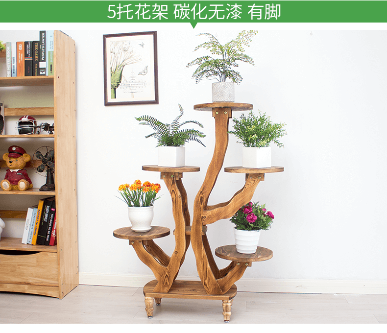 Gỗ hoa đứng trong phòng khách ban công lắp ráp nhiều lớp đơn Trung Quốc nguyên bản gỗ phong cách châu Âu treo hoa phong lan xanh - Kệ giá sách cho bé