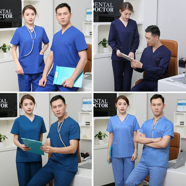 Washing clothes short-sleeved doctor clothes cotton surgical clothes operating room male and female split suit pet hospital overalls