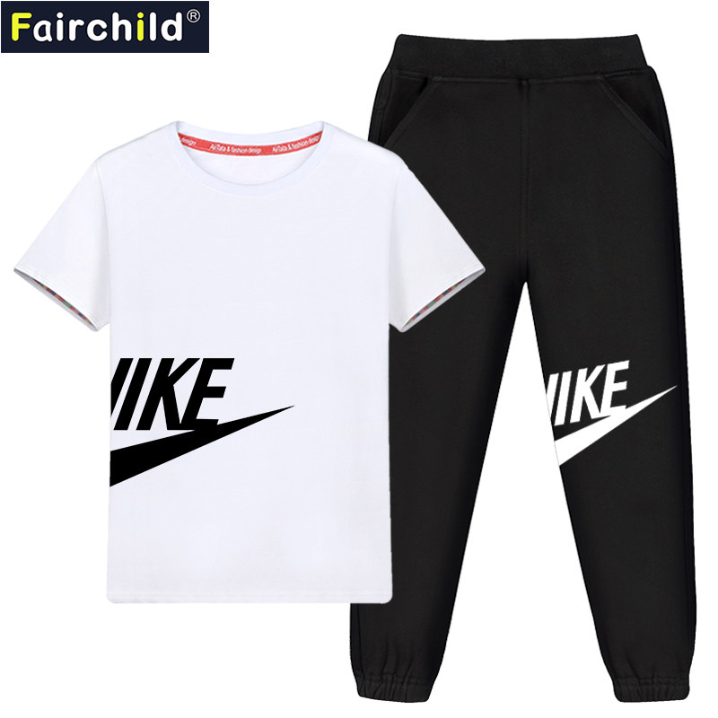 Boys short-sleeved suit summer 2021 new casual children's suit Ocean school Zhongda children's tide spring Korean version of the two-piece set