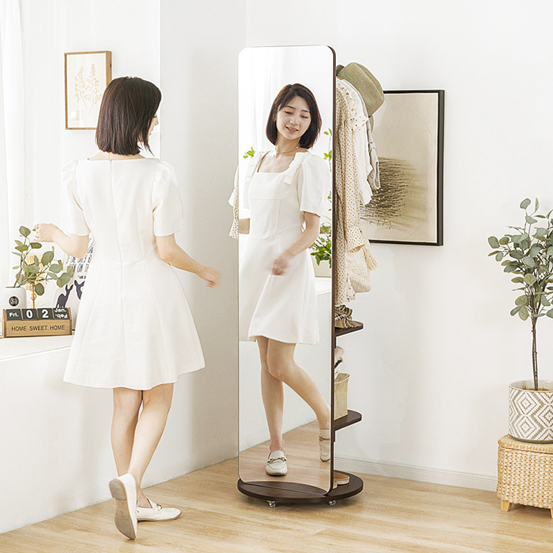 Solid wood coat rack bedroom with mirror integrated net red clothes rack floor bedroom clothes rack living room household clothes rack