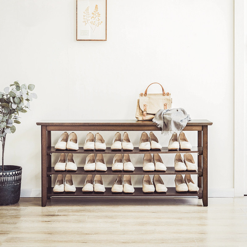 Solid wood shoe rack shoe cabinet home good-looking storage space-saving door indoor multi-layer shoe changing stool can sit on the shoe rack