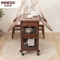 Innis solid wood furniture foldable telescopic table Household round dining table bar modern simple storage dining table