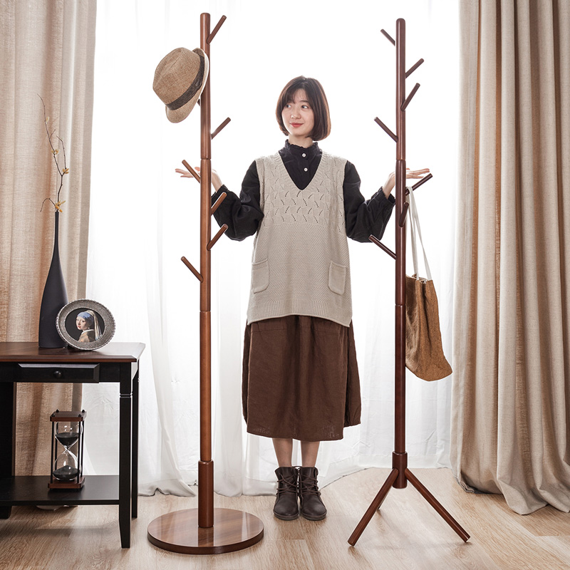 Innes Solid Wood Cloakhat Rack Floor Home Bedroom Single Pole Style Hanging Hanger Minima Modern Living Room Clothes Rack