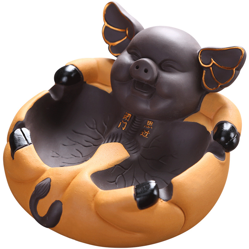 Auspicious ceramics industry office ashtray large creative move is the sitting room tea accessories purple sand tea pet furnishing articles