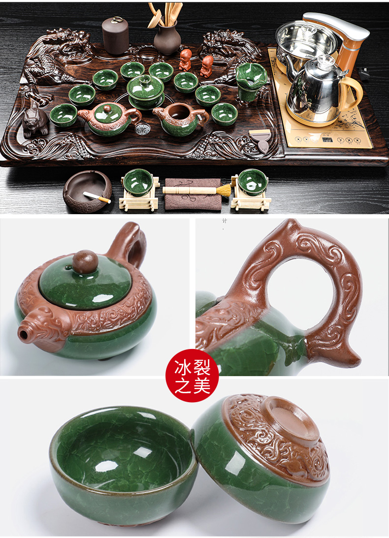 Auspicious industry kung fu tea tea sets solid wood tea tray tea machine automatic household electrical appliances living room office receives a visitor