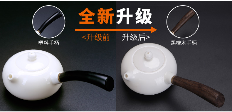 Auspicious industry dehua suet jade porcelain white porcelain kung fu tea sets tea cup home office to receive a visitor the make tea pot lid bowl