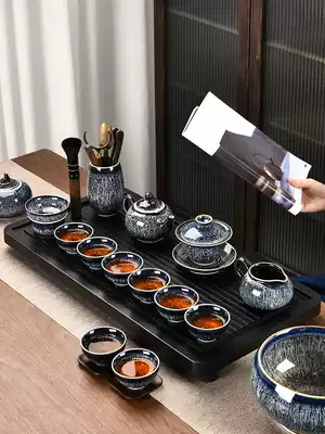 Yao turned blue drawing Starry Sky Building tea set set home office meeting guest high-end tea cup teapot whole set of gift box