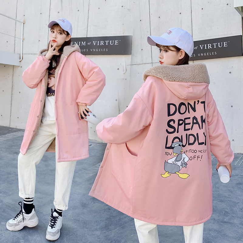 Pregnant women wear velvet and thick cotton clothes outside autumn and winter clothes 2020 new Korean version loose winter cotton clothes medium and long version