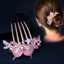 Plug comb hair artifact Korean five teeth rhinestone hair comb Non-slip hairpin hairpin hair headdress clip top clip Mom hair accessory