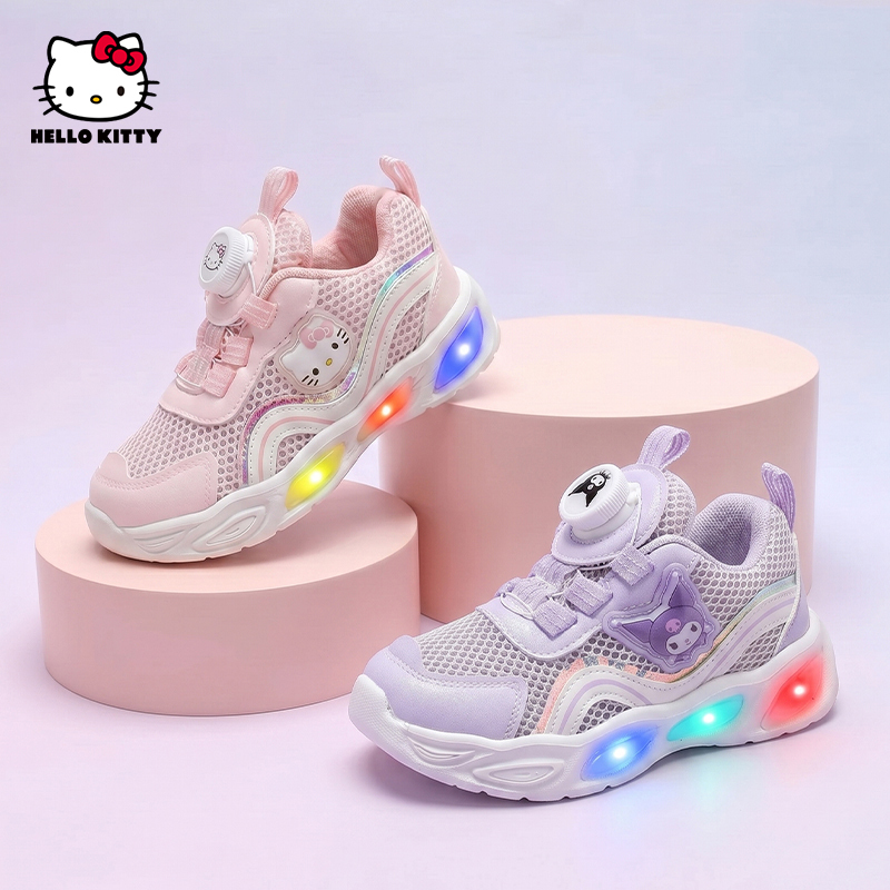 Hellokitty Children's Shoes Girls' Flashing Shoes Summer 2026 New Mesh Breathable Shoes Luminous Kidsren's Sports Shoes
