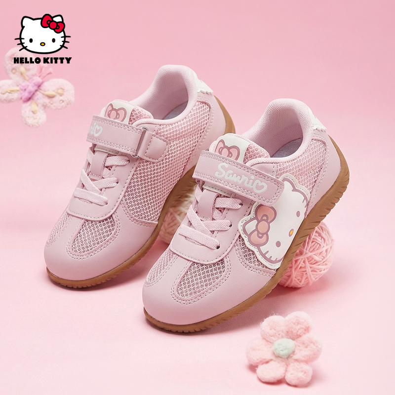 Hellokitty Kidsren's Shoes Girls' Sports Shoes Summer 2026 New Style German Training Mesh Breathable Kidsren's Mesh Shoes for Girls