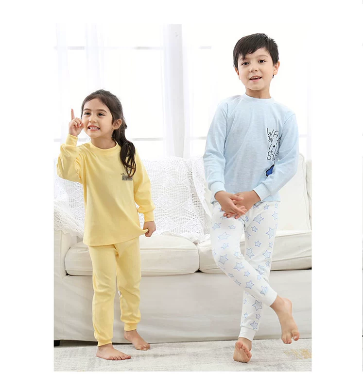 Bộ đồ lót trẻ em cotton lỏng bé trai và bé gái mùa thu quần áo cotton bé đồ ngủ trẻ em quần áo ấm 1-3 tuổi