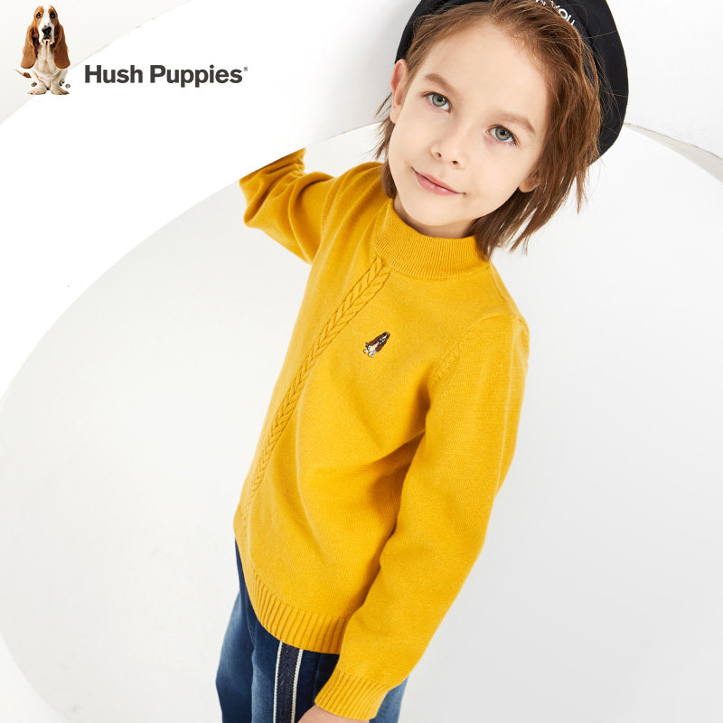 Hush Puppies 暇步士 19年秋季新款 中大男童圆领套头毛衣 聚划算+天猫优惠券折后￥88包邮（￥158-70）105~170码4色可选