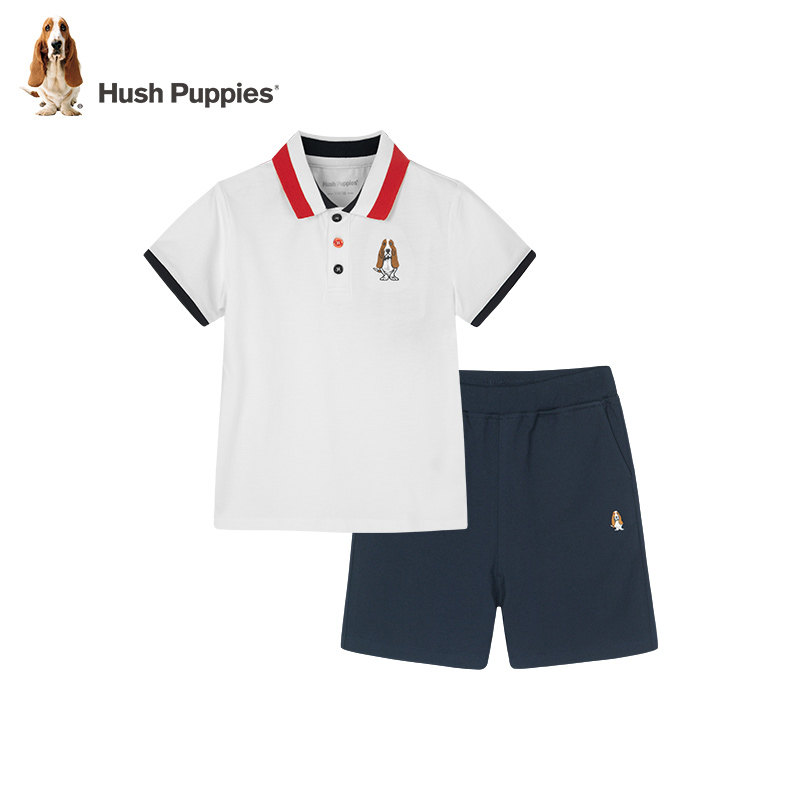 Hush Puppies 暇步士 2022年夏季新款 男童短袖POLO衫短裤2件套 139包邮(¥269-130)105~170码3色可选