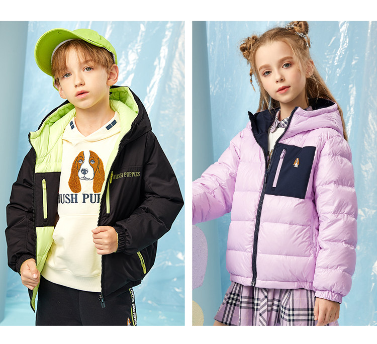 Hush Puppies 暇步士 两面穿 儿童连帽羽绒服外套 天猫优惠券折后￥299包邮（￥609-310）男、女童105~170码4色可选