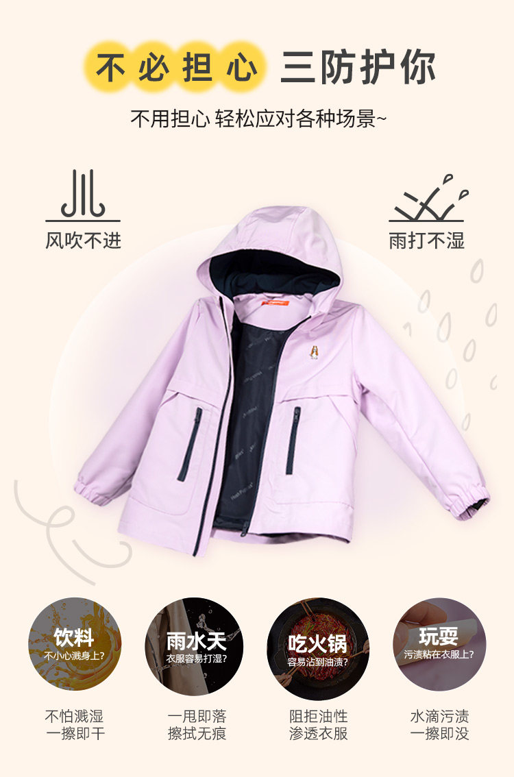 暇步士 男女童 休闲风衣外套 三防面料 图2
