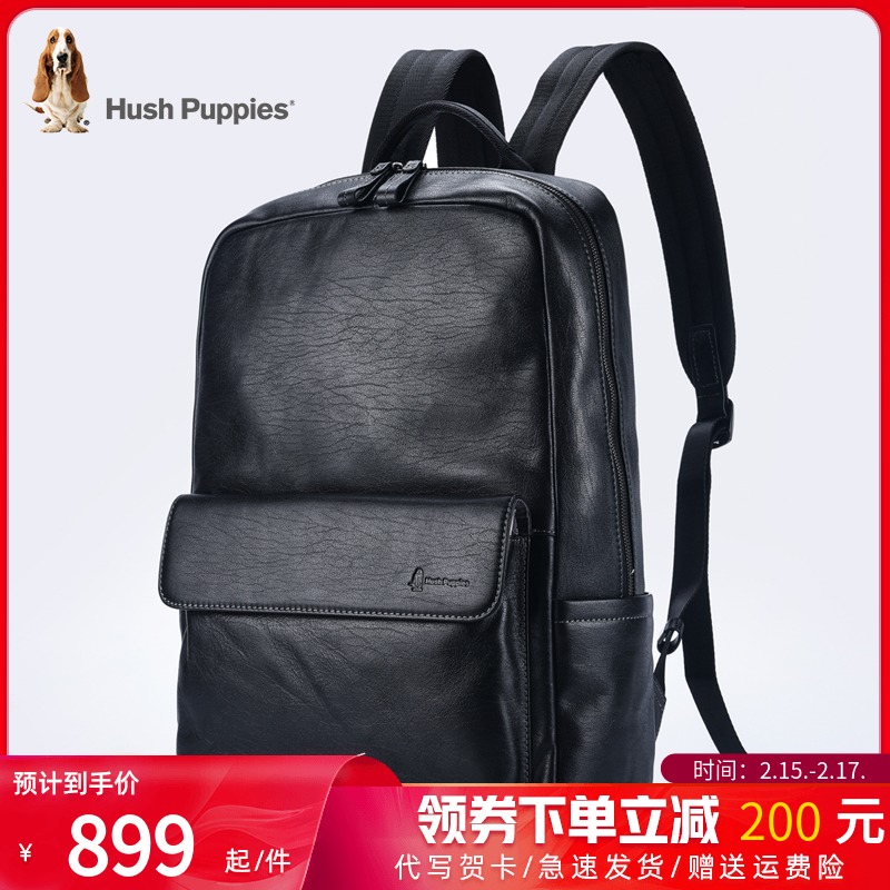 The Huffle Walker Men's Backpack Genuine Leather Casual Large Capacity Backpack Front Layer Cowhide Business Computer Bag Travel Tide Bag