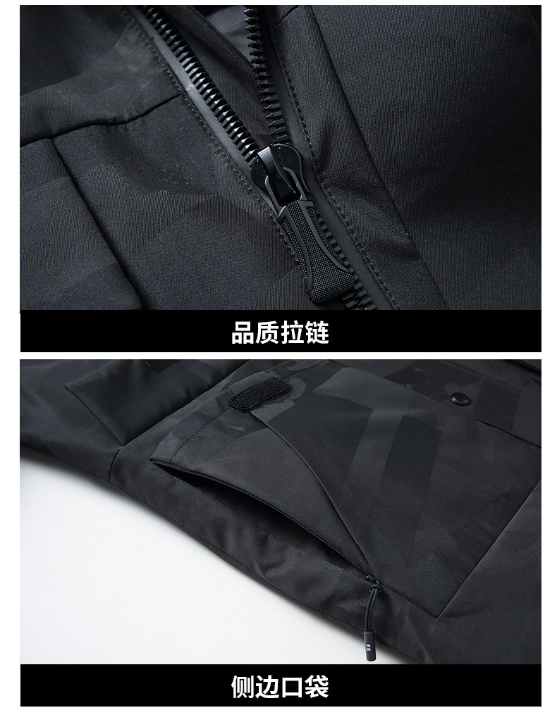 雅鹿 男士加厚中长款 狐狸毛领羽绒服 图12