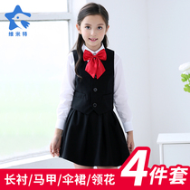 Childrens summer vest girls long-sleeved shirt short skirt boy shirt trousers performance dress suit