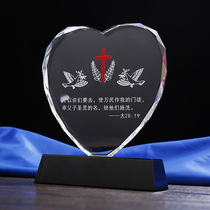Crystal trophy medal custom peach heart-shaped iceberg memorial trophy Charity love activity gift free lettering