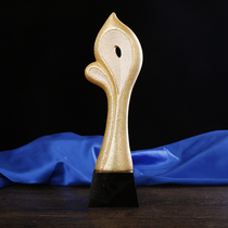 New Crystal Trophy Crown Award Electroplating Sand Gold Drop Thanksgiving Trophy Customized Free lettering Making