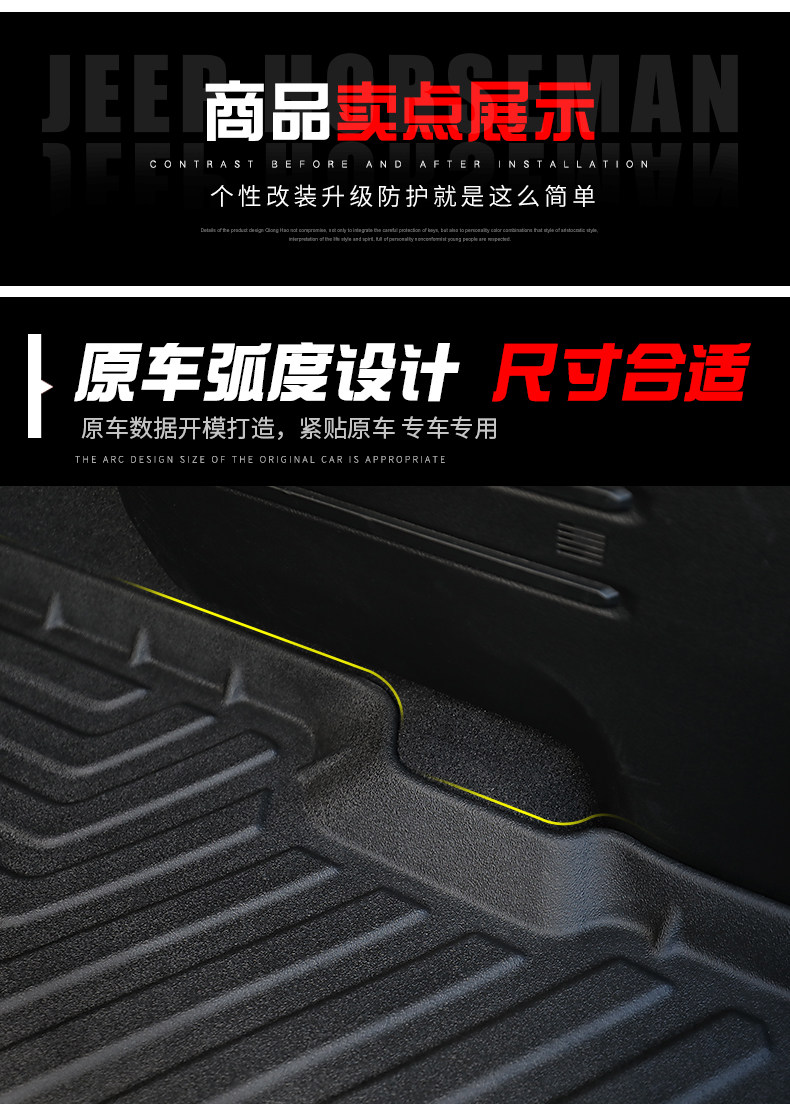 Applicable to shepherd 4XETPE waterproof trunk mat 18-22 Shepherd JL modified trunk mat rear tail