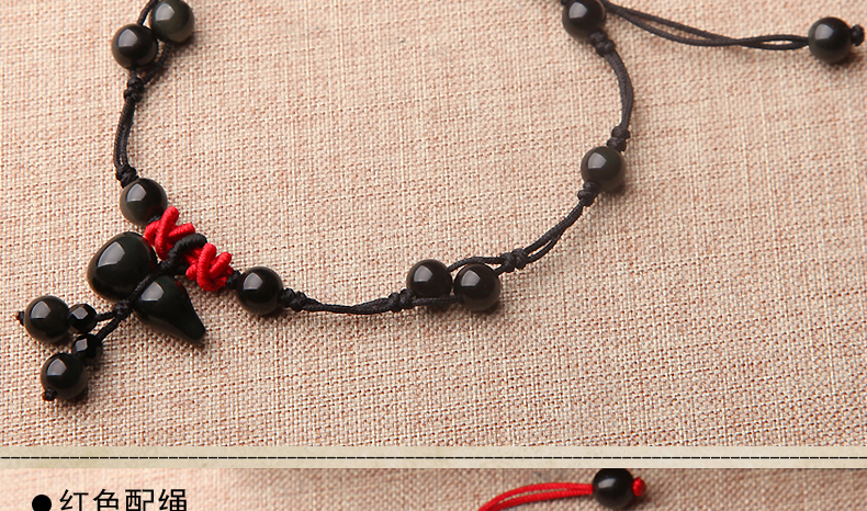 Lionno cầu vồng mắt obsidian bầu dây đỏ vòng chân nữ món quà dệt tay đơn giản chân chuỗi trang sức lắc chân vàng PNJ