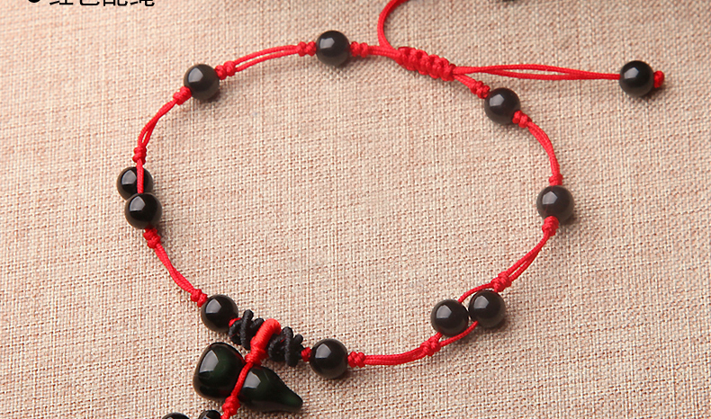 Lionno cầu vồng mắt obsidian bầu dây đỏ vòng chân nữ món quà dệt tay đơn giản chân chuỗi trang sức lắc chân vàng PNJ