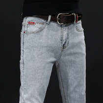 Spring and autumn new stretch jeans mens slim body Korean trend casual long pants mens Joker small feet jeans