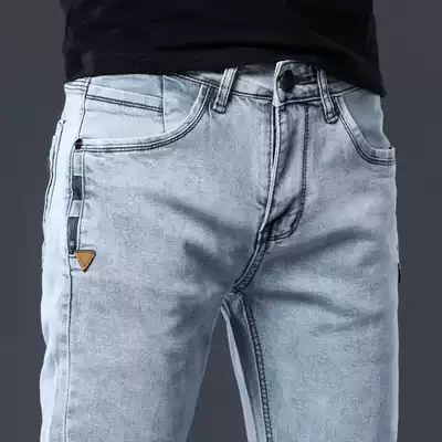 2020 Autumn men's new slim jeans Korean stretch trousers Tide brand simple small feet casual trousers men