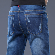 Autumn mens jeans Tide brand elastic slim foot pants mens casual Joker Korean trend denim long pants