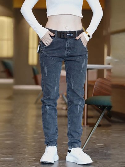 Herrenjeans mittleren Alters 2025 Frühling und Herbst neuer heißer Stil Slim Fit kleine Füße Koreanischer Stil trendige Freizeithosen Herrenbekleidung