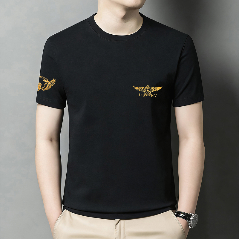 Military-Style Trendy T-Shirt for Men, Short-Sleeve Outdoor Training Summer Wear, Personalized Embroidered Tactical T-Shirt for Special Forces